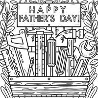 Happy Fathers Day Toolbox Coloring Page for Kids vector