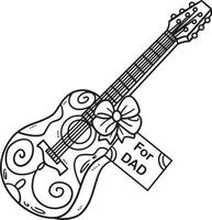 Fathers Day Gift Guitar Isolated Coloring Page vector