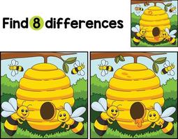 Bees with Beehive Farm Find The Differences vector