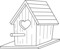 Spring Birdhouse Isolated Coloring Page for Kids vector