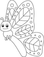 Spring Butterfly Isolated Coloring Page for Kids vector