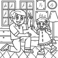 Fathers Day Father and Daughter Coloring Page vector