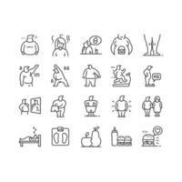 Overweight and obesity icon set. vector