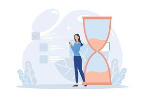 Business management illustration. Characters planning schedule, managing to do tasks and time. Time management and schedule organization concept. Flat vector modern illustration