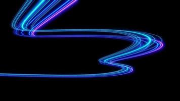 3d Neon light effect glowing trails. Colorful Light motion speed background. Motion blur long time effect. Technology 5g design concept. Laser beam sparkling on dark scene. Fast moving to futuristic. photo