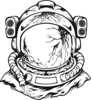 Scary dripping monster zombie astronaut helmet outline vector