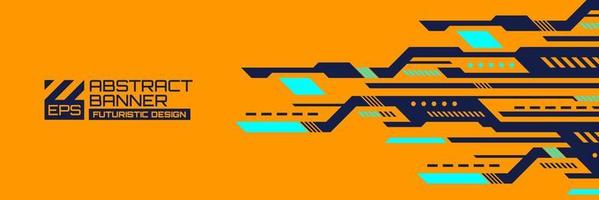 banner futurista abstracto, vector de fondo cyberpunk con adorno de formas hud, futurismo retro de tecnología moderna