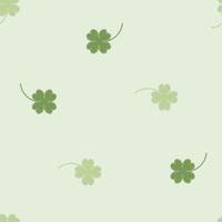 seamless repeat pattern saint patrick's day with four leaf clover shamrock in green background, flat vector illustration design