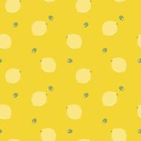 seamless hand drawn tropical lemon fruit repeat pattern, in yellow background flat vector illustration design