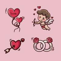 Hand drawn valentines day elements collection vector