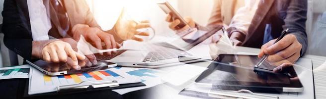Businessman using mobile smart phone. Business global internet connection application technology and digital marketing, Financial and banking, Digital link tech, big data. photo