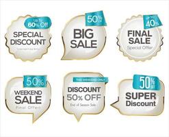 Super sale gold and white retro badges and labels collection vector