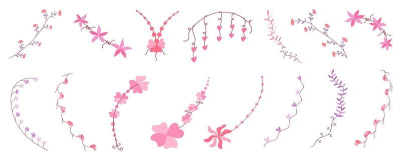 Set of flowers elements designed in doodle style on white background for card decoration, wedding, scrapbook, paper decoration, digital print and more.