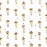 Cute pattern of a bouquet of flowers. Romantic background. Perfect for topics March 8, Valentines Day, Mothers day, birthday, festival, celebration. For wrapping paper, textile, fabric, card vector