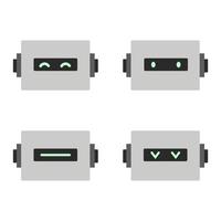 Robot characters vector set design. Vector illustration. Robots and chatbots, AI bots characters and digital cyborgs, futuristic technology service and communication