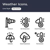 iconos del clima con estilo de línea vector