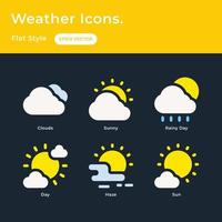 Weather Icons Set with Flat Style vector
