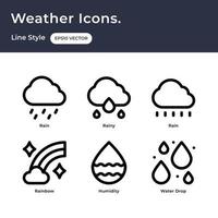 iconos del clima con estilo de línea vector