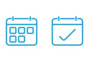 eps10 calendario vectorial azul, icono de arte de línea de programación o logotipo aislado en fondo blanco. símbolo de esquema de fecha o planificador en un estilo moderno y plano simple para el diseño de su sitio web y aplicación móvil vector