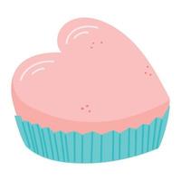 cupcake webpink o galleta en forma de corazón con un envoltorio. ilustración vectorial de dibujos animados aislados. vector