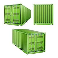 Green Cargo Container 3D Vector. Freight Shipping Container Concept. Logistics, Transportation Mock Up. Isolated On White Background Illustration vector