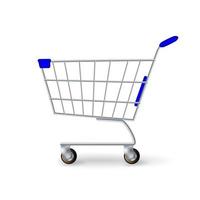 Supermarket Shopping Cart Vector. Empty Classic Chrome Cart Trolley Or Basket Isolated vector