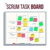 Planning Board Vector. Agile Board. Tasks For Team Development. Full Of Tasks. Flat Illustration vector