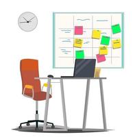 Scrum Board Vector. Board With Post It Notes. For Software Development. Hanging On Office Wall. Modern Task Methodology. Flat Illustration vector