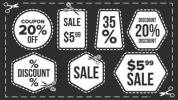Sale Banners Set Vector. Craft Blade. Cutout Template. Discount Badge. Advertising Element. Flat Isolated Illustration vector