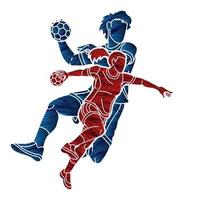 balonmano deporte jugadores masculinos y femeninos acción vector