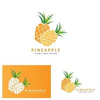 diseño de logotipo de piña, vector de fruta fresca, ilustración de plantación, etiqueta de marca de producto de fruta