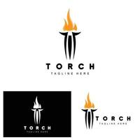 logotipo de antorcha, diseño de fuego, logotipo de carta, icono de marca de producto vector