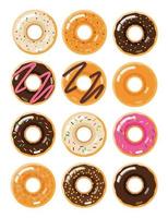 conjunto de donuts elemento aislado ilustración vectorial vector