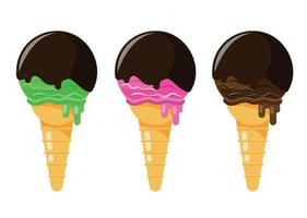 conjunto de ilustración de vector de elemento aislado de cono de helado