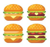 set of hamburger isolated vector illustration