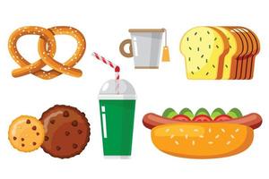 set of fast food isolated vector illustration