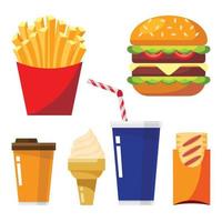 conjunto de ilustración de vector aislado de comida rápida