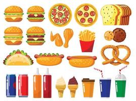 set of fast food isolated vector illustration