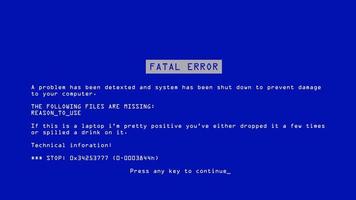 Blue Screen Of Death Vector. BSOD. Fatal Driver, Critical Memory Computer 404 Error. Incompatible Device. Illustration vector