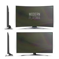 Screen Lcd Plasma Vector. Television Set. Curved and Flat TV screen lcd, plasma. Two Sides. Isolated On White Background. Realistic vector illustration.