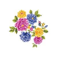 ilustración de flores, diseño floral decorativo, ilustración botánica, diseño de flores vectoriales, fondo de ramo de acuarela de flores, plantilla de fondo de flores multicolor vector