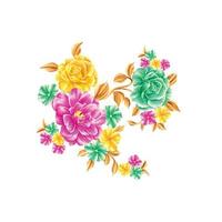 ilustración de flores, diseño floral decorativo, ilustración botánica, diseño de flores vectoriales, fondo de ramo de acuarela de flores, plantilla de fondo de flores multicolor vector