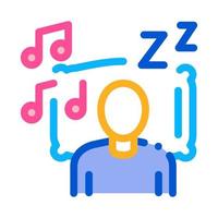 quedarse dormido con la ilustración de contorno de vector de música