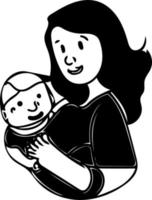 Mom and Baby Line Art vector