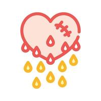 blooding heart color icon vector isolated illustration