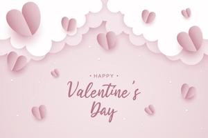 Valentines day background with paper cut hearts. Vector illustration.