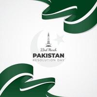 Pakistan day celebration greeting poster with ribbon vector