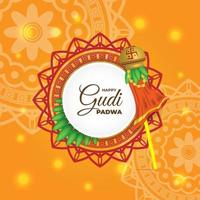 feliz mensaje de celebración de gudi padwa vector