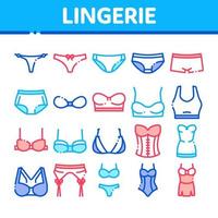 Lingerie Bras Panties Collection Icons Set Vector