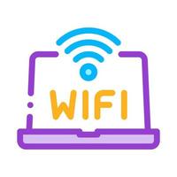 Wifi Sign And Word On Laptop Display Vector Icon